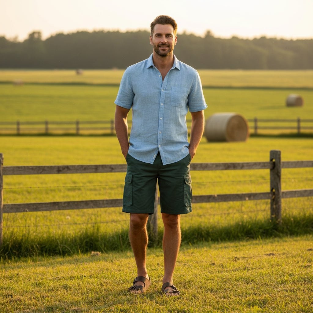 Mens Cargo Shorts Work Lightweight Side Pockets Belt Included Outdoor