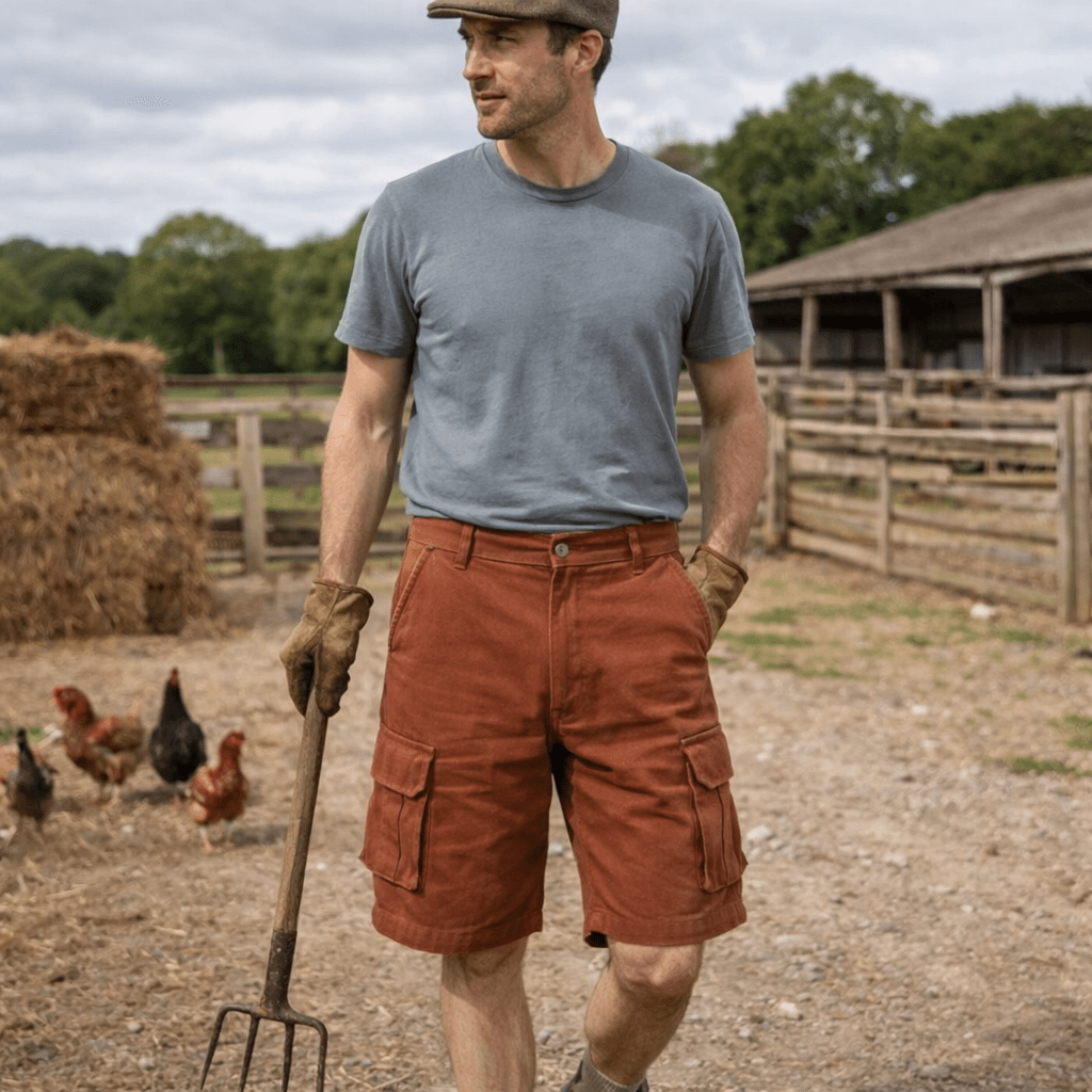 Mens Cargo Shorts Work Lightweight Side Pockets Belt Included Outdoor