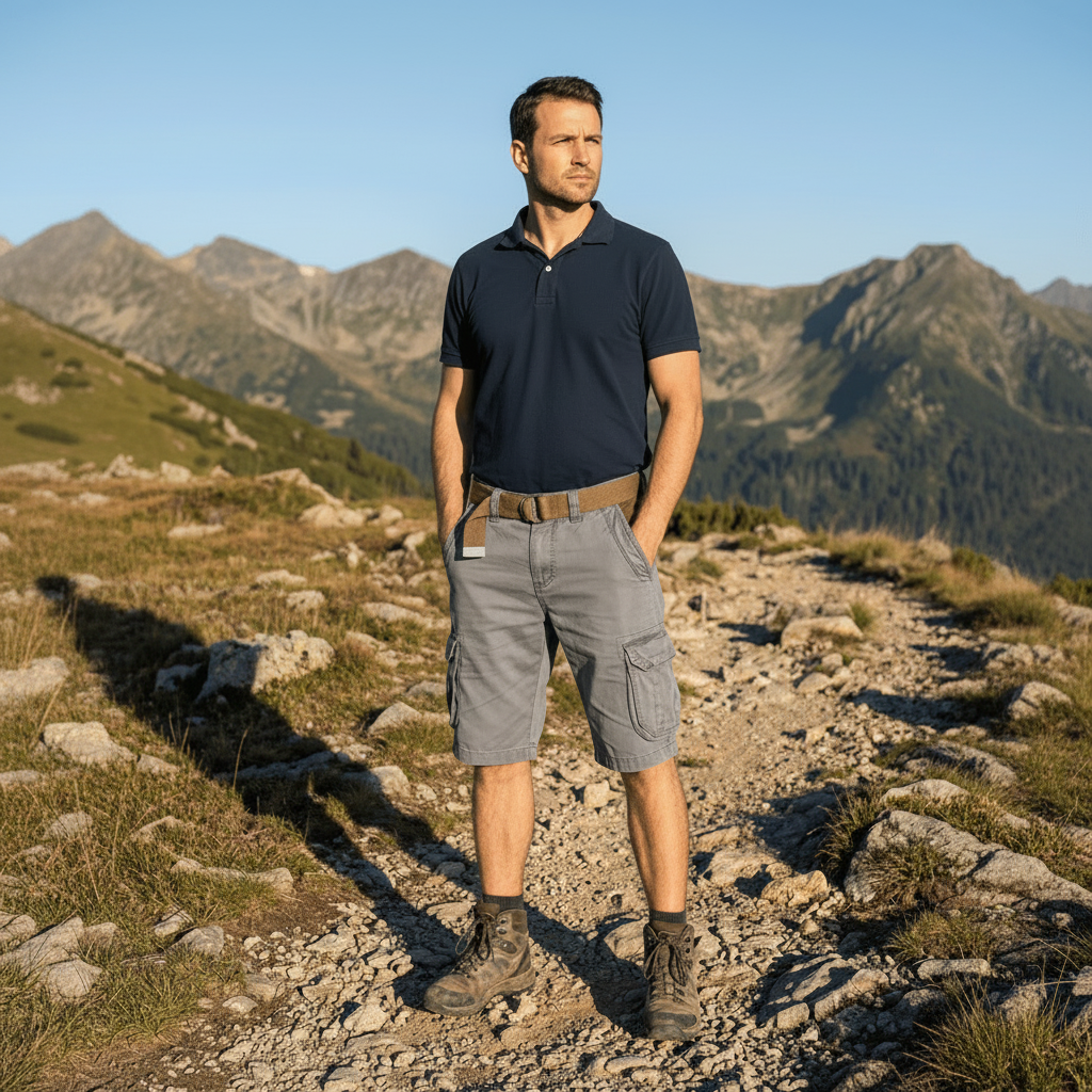 Mens Cargo Shorts Work Lightweight Side Pockets Belt Included Outdoor