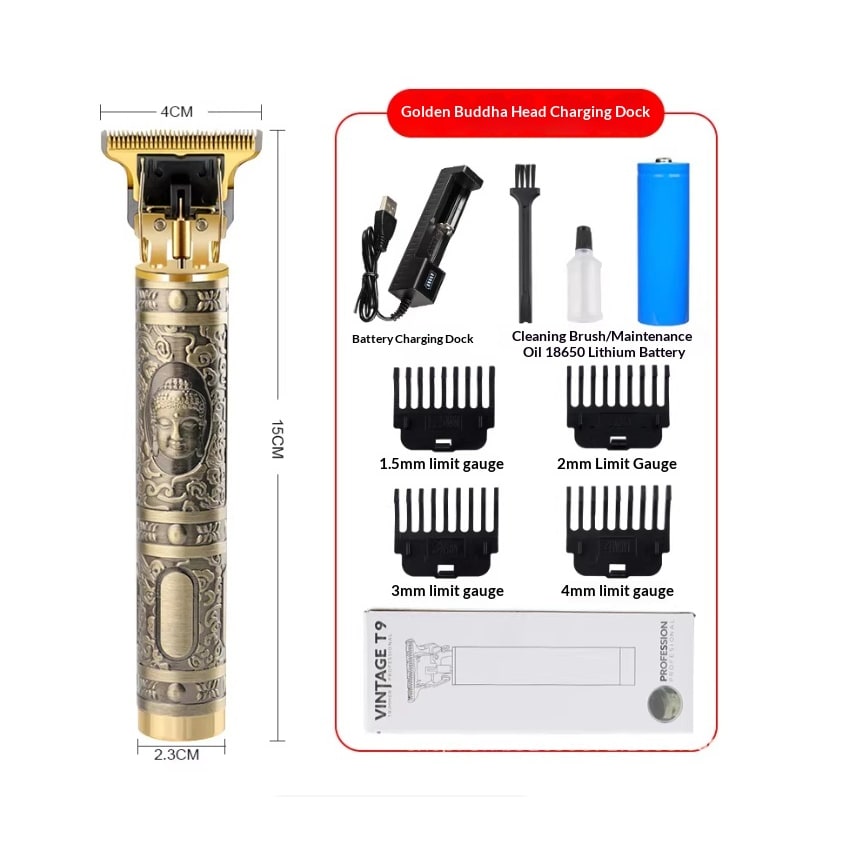 Men's Cordless Hair Trimmer for Pubic and Groin with Metal Body and Guide Combs