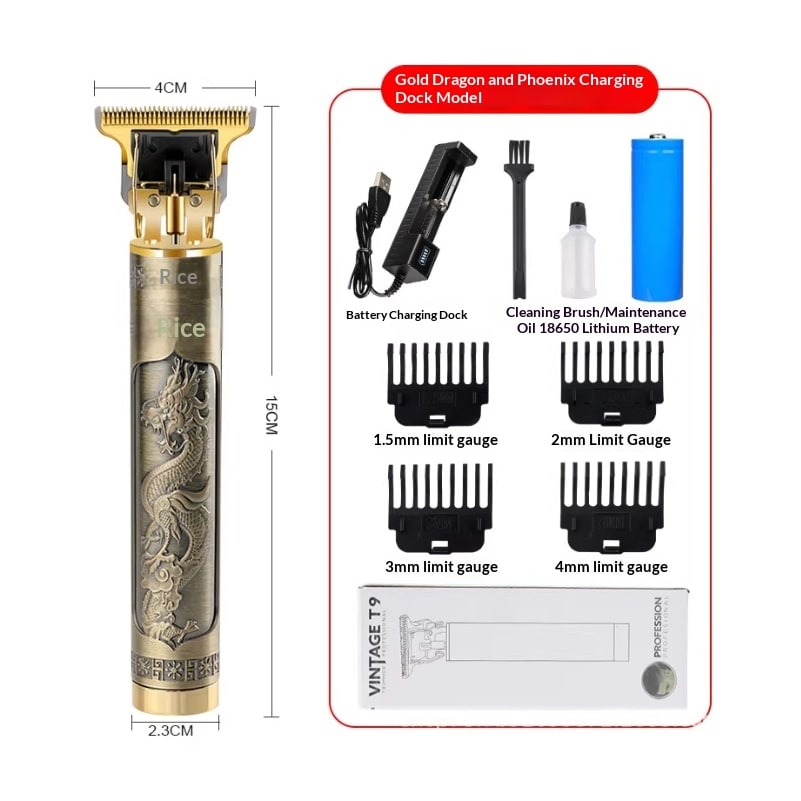 Men's Cordless Hair Trimmer for Pubic and Groin with Metal Body and Guide Combs