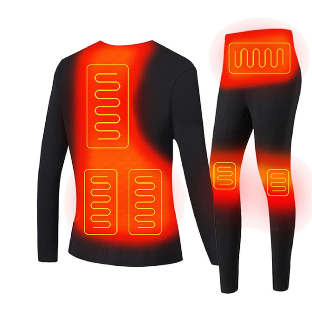 Men's Electric Heated Long Johns Thermal Underwear Set with USB Power and Flatlock Seams