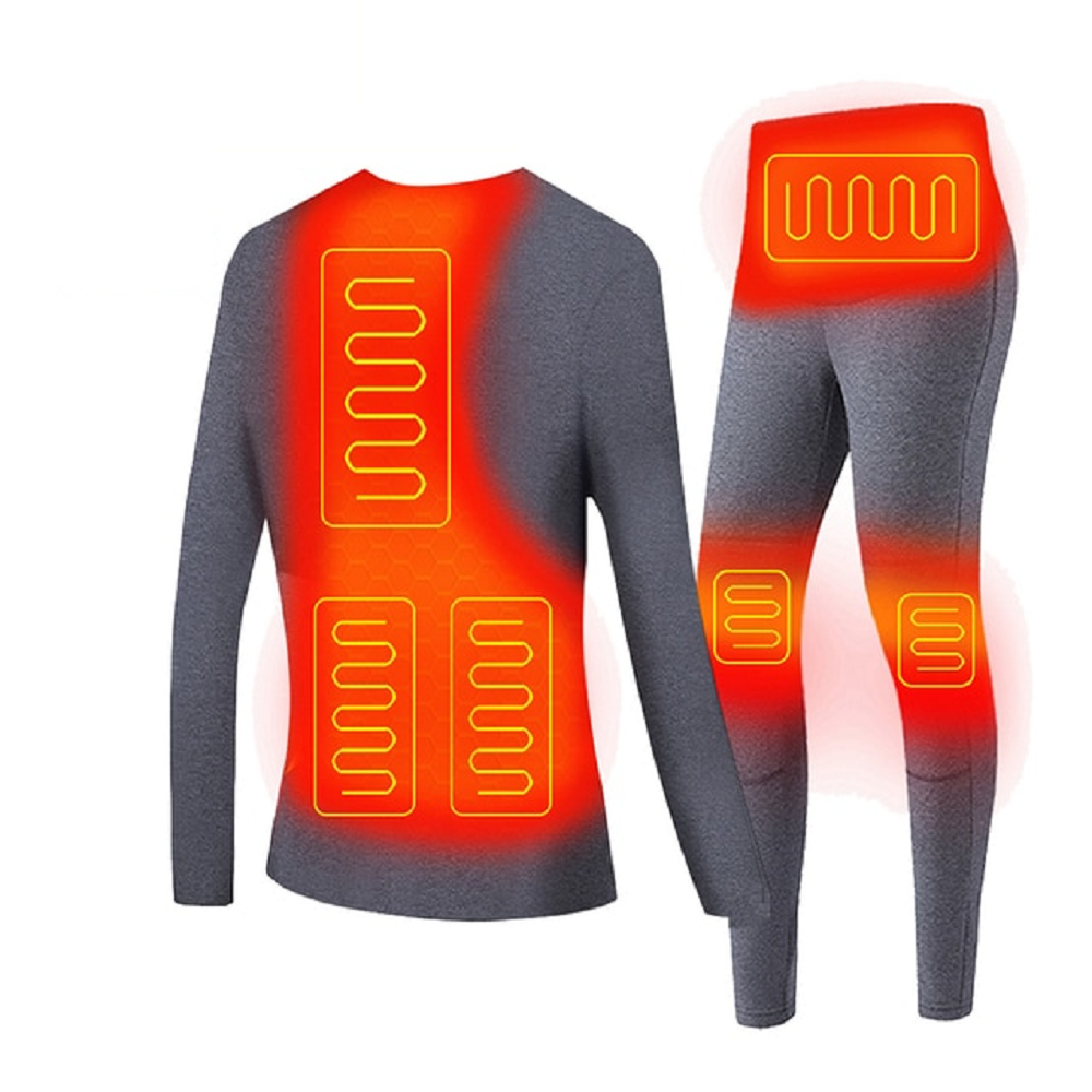 Men's Electric Heated Long Johns Thermal Underwear Set with USB Power and Flatlock Seams