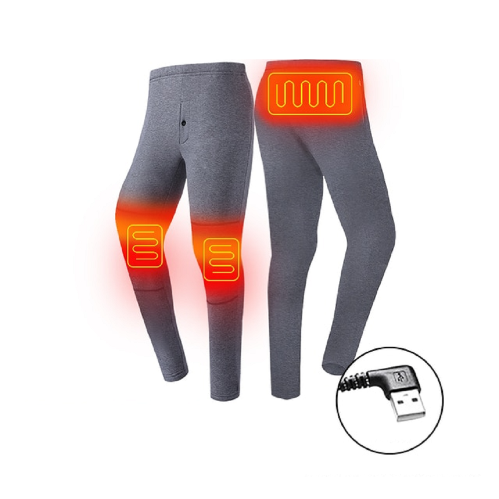 Men's Electric Heated Long Johns Thermal Underwear Set with USB Power and Flatlock Seams