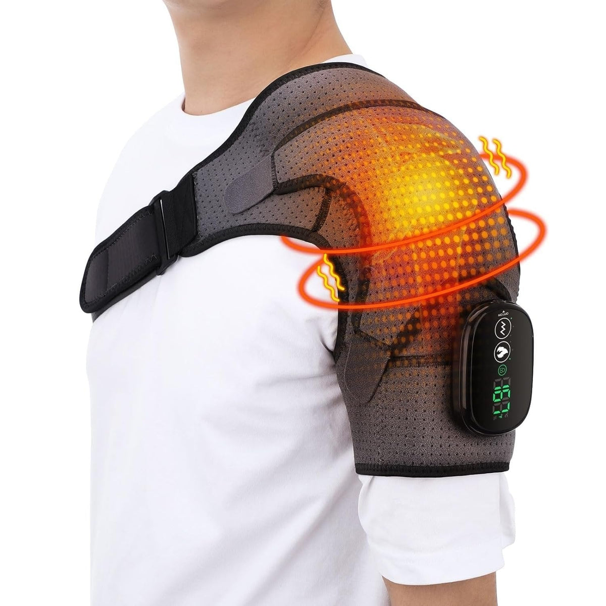 Men's Electric Shoulder Heating Pad with Vibration Massage and Heat Pack for Pain