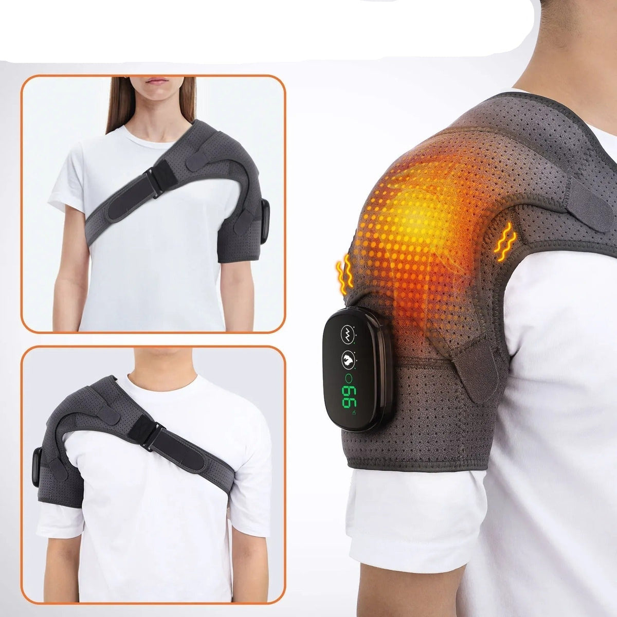 Men's Electric Shoulder Heating Pad with Vibration Massage and Heat Pack for Pain