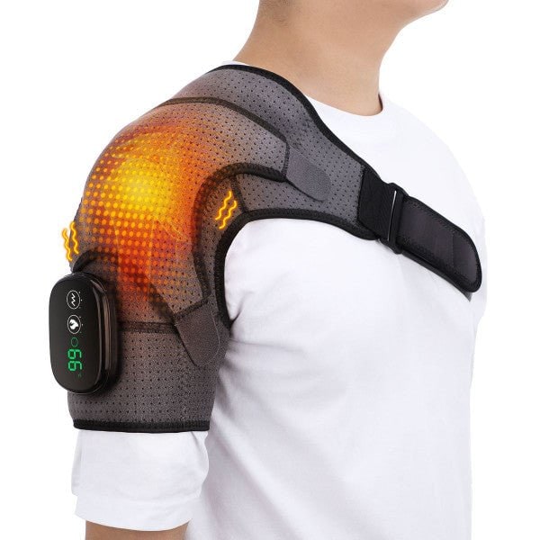 Men's Electric Shoulder Heating Pad with Vibration Massage and Heat Pack for Pain