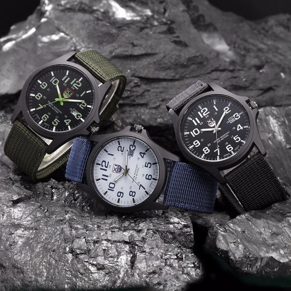 Men's Field Watch Tactical Analog with Nylon Strap Military Scale for Outdoor Adventure