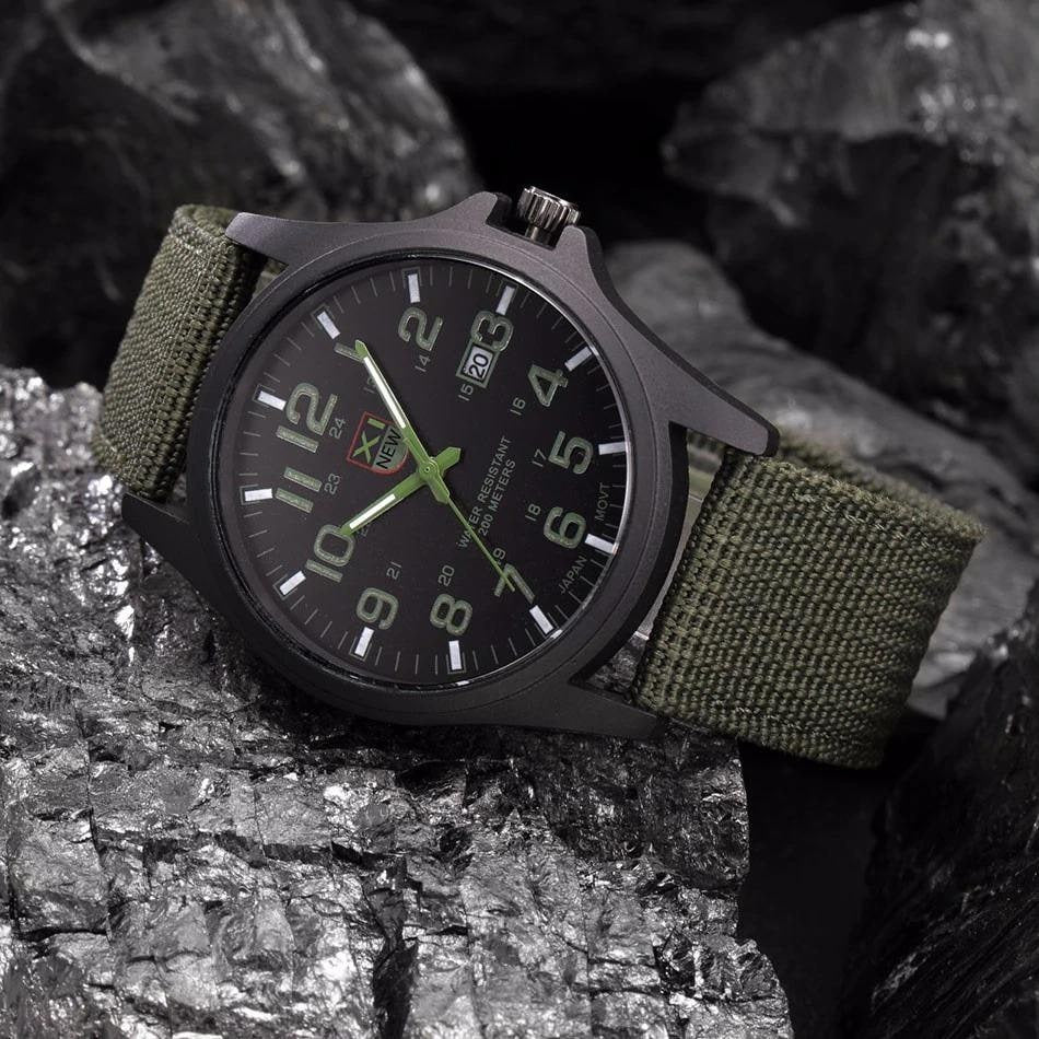 Men's Field Watch Tactical Analog with Nylon Strap Military Scale for Outdoor Adventure