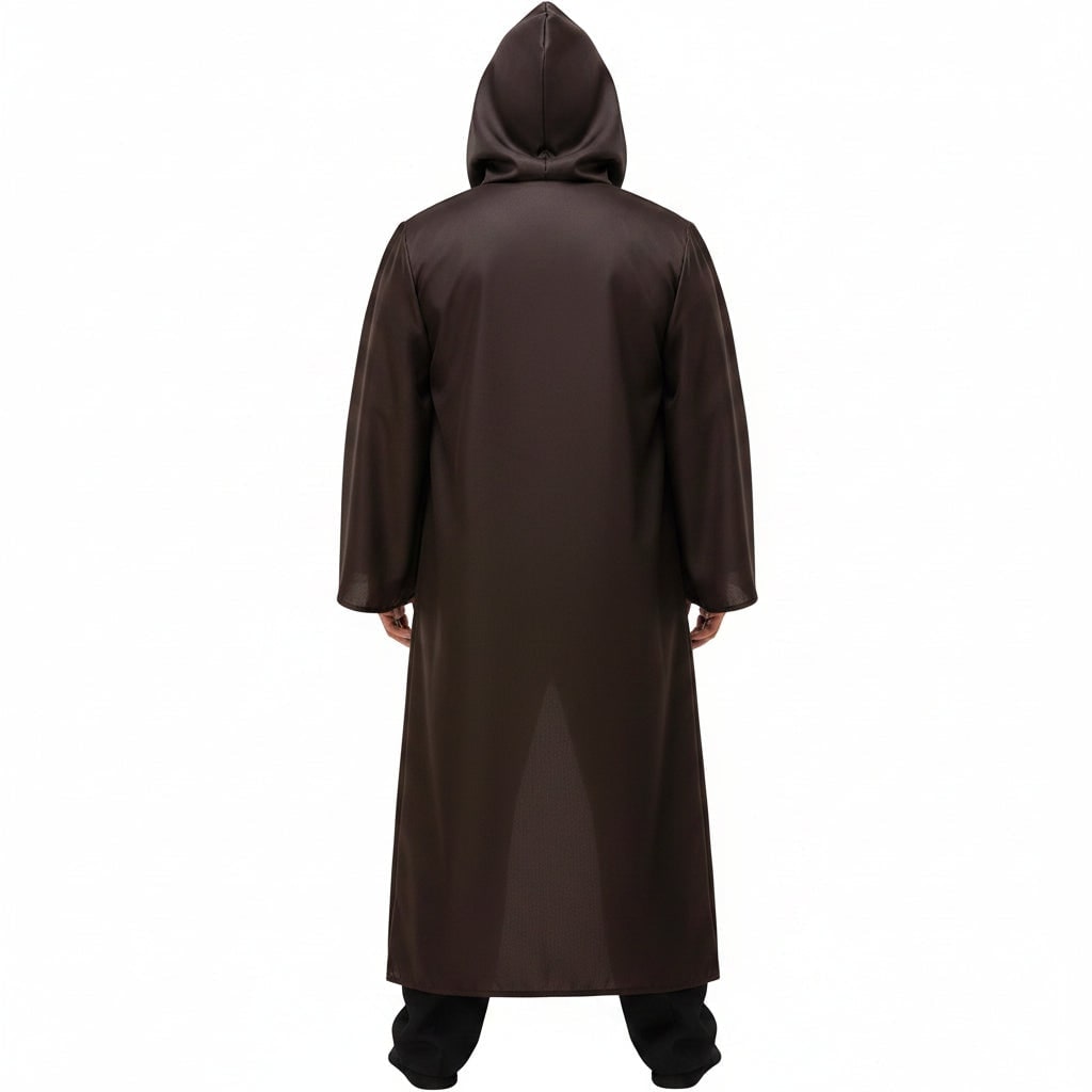 Men's Halloween Cosplay Jedi Costume with Hooded Robe Tunic Pants and Belt Set for Adults