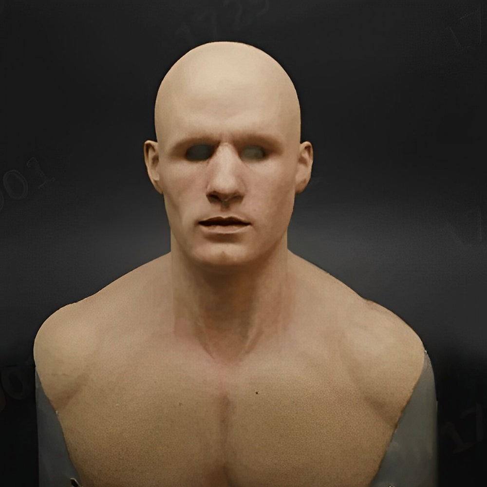 Men's Halloween Realistic Silicone Old Man Mask with Facial Hair and Chest Bib