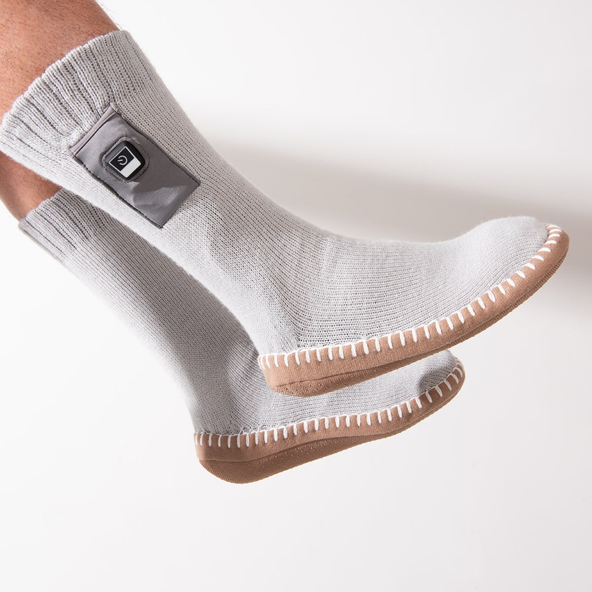 Men's Heated Socks Slipper with Rechargeable Battery and Non-Slip Grippers for Foot Warmer