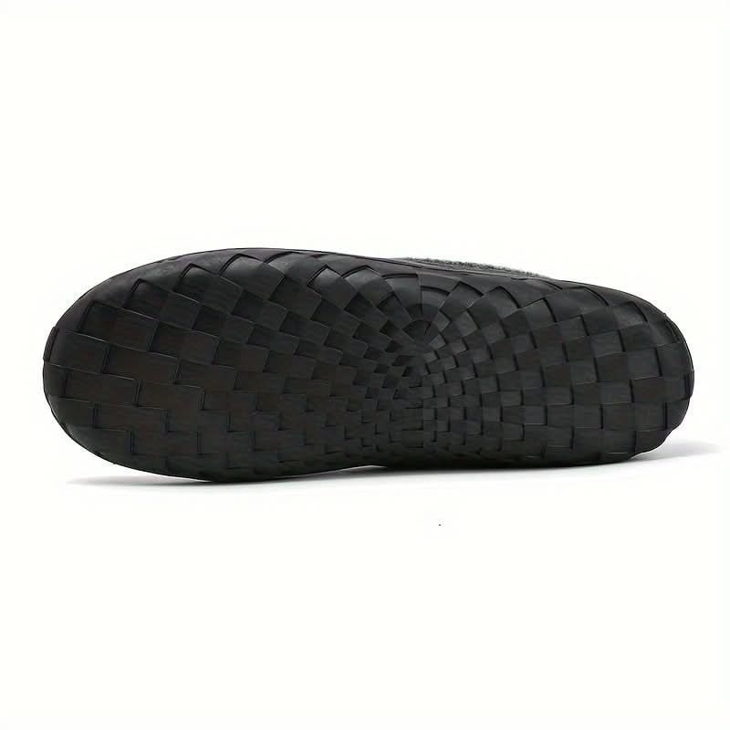 Mens House Slippers Moccasin Slip-On Fleece Rubber Sole Suede Warm