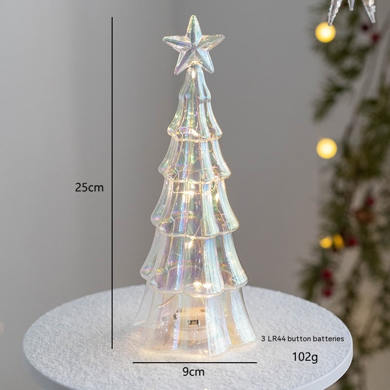 Men's Pre Lit Glass Tabletop Christmas Tree with LED Lights and Star Topper
