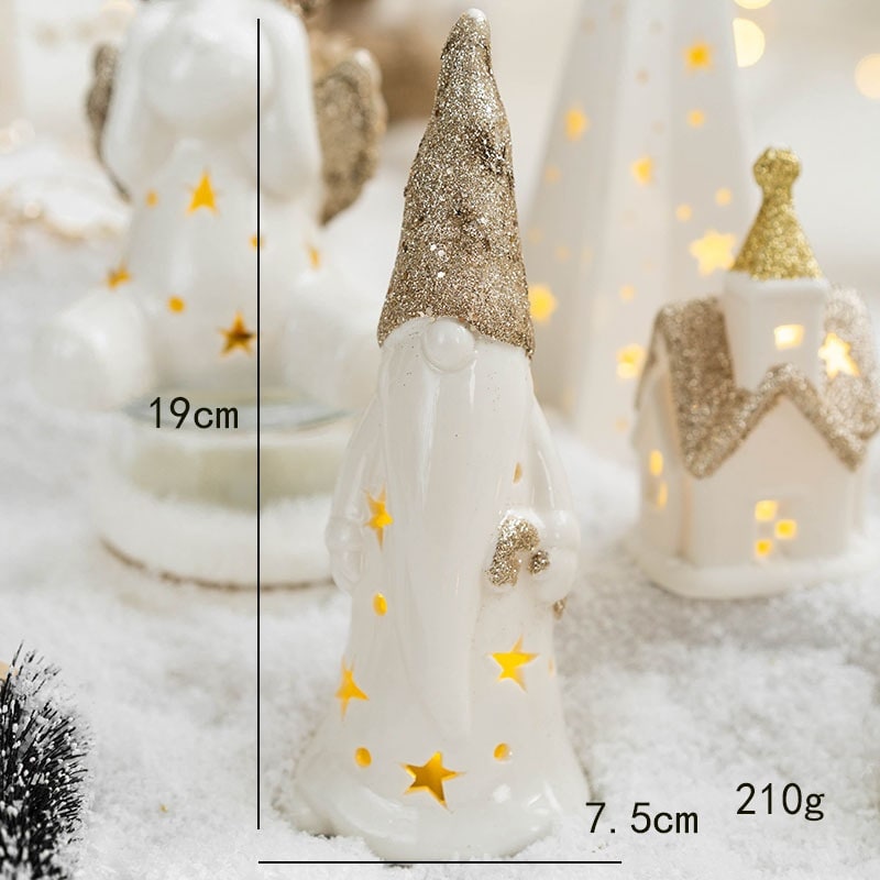 Men's Pre Lit Glass Tabletop Christmas Tree with LED Lights and Star Topper
