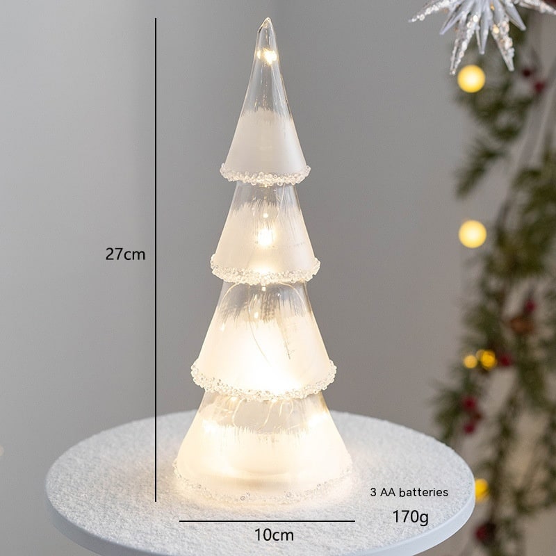 Men's Pre Lit Glass Tabletop Christmas Tree with LED Lights and Star Topper