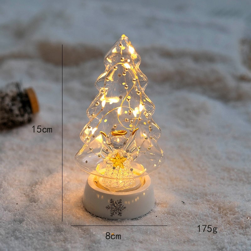 Men's Pre Lit Glass Tabletop Christmas Tree with LED Lights and Star Topper