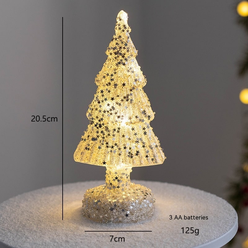 Men's Pre Lit Glass Tabletop Christmas Tree with LED Lights and Star Topper