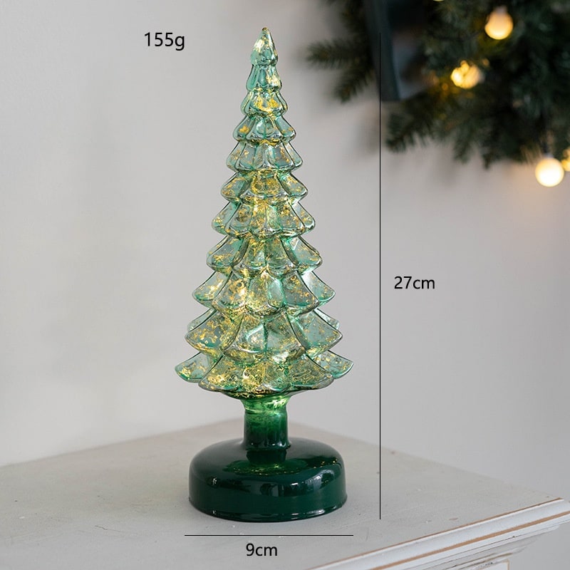 Men's Pre Lit Glass Tabletop Christmas Tree with LED Lights and Star Topper