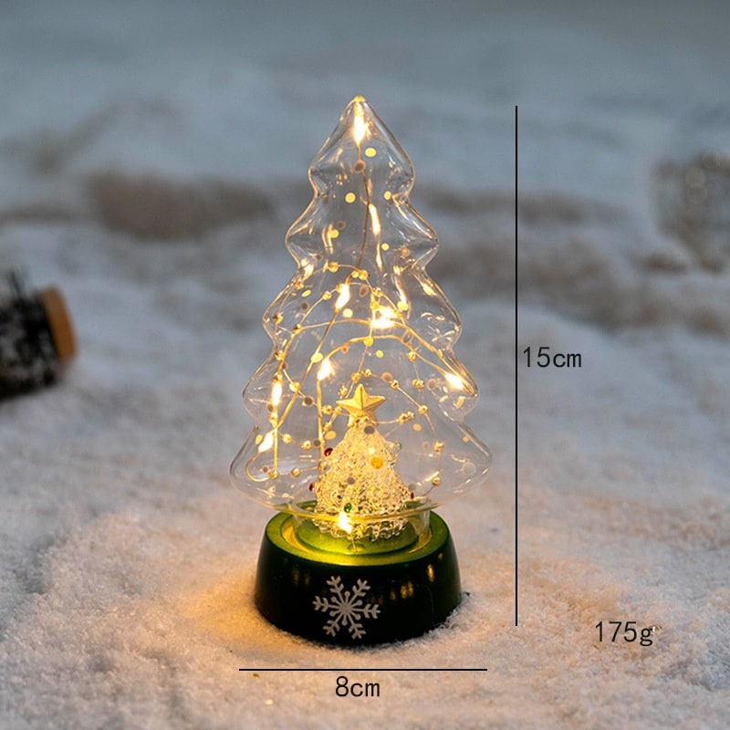 Men's Pre Lit Glass Tabletop Christmas Tree with LED Lights and Star Topper