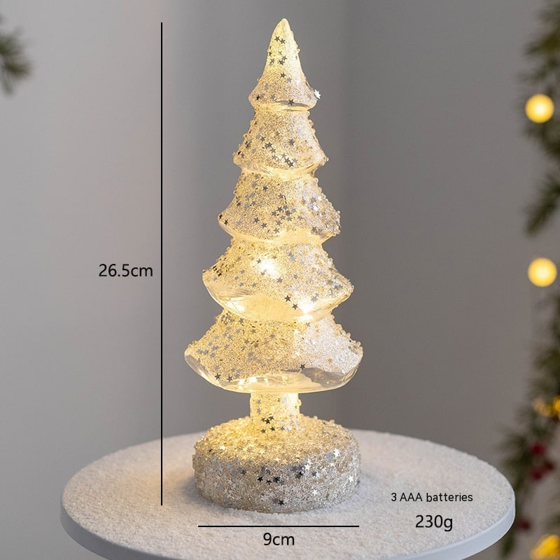 Men's Pre Lit Glass Tabletop Christmas Tree with LED Lights and Star Topper