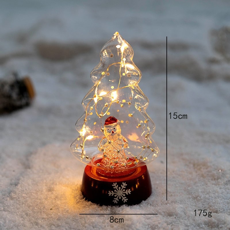 Men's Pre Lit Glass Tabletop Christmas Tree with LED Lights and Star Topper