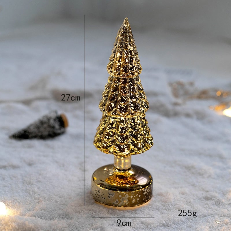 Men's Pre Lit Glass Tabletop Christmas Tree with LED Lights and Star Topper