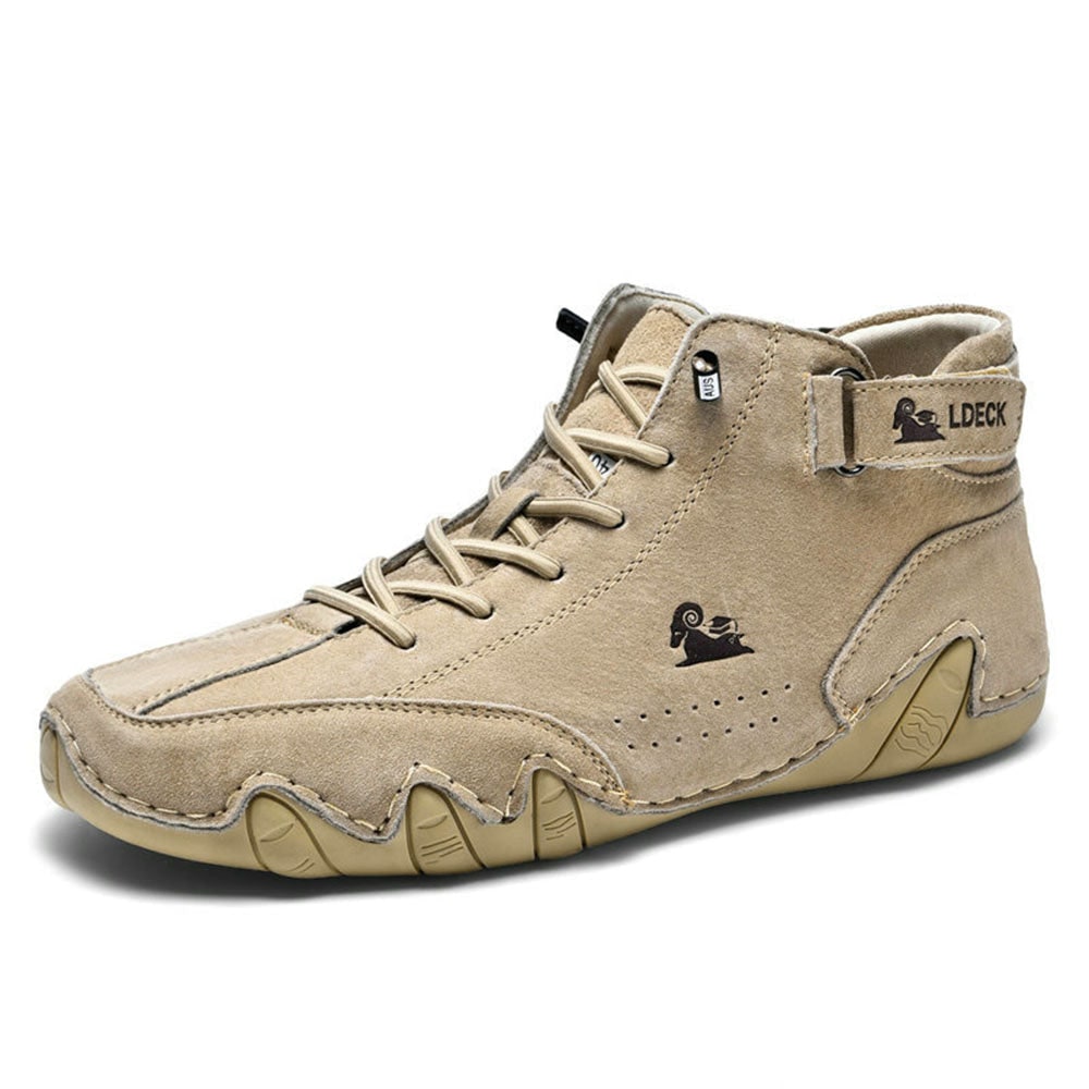 Mens Shoes Ankle Boots Lace Up Suede Leather High Top Casual Waterproof