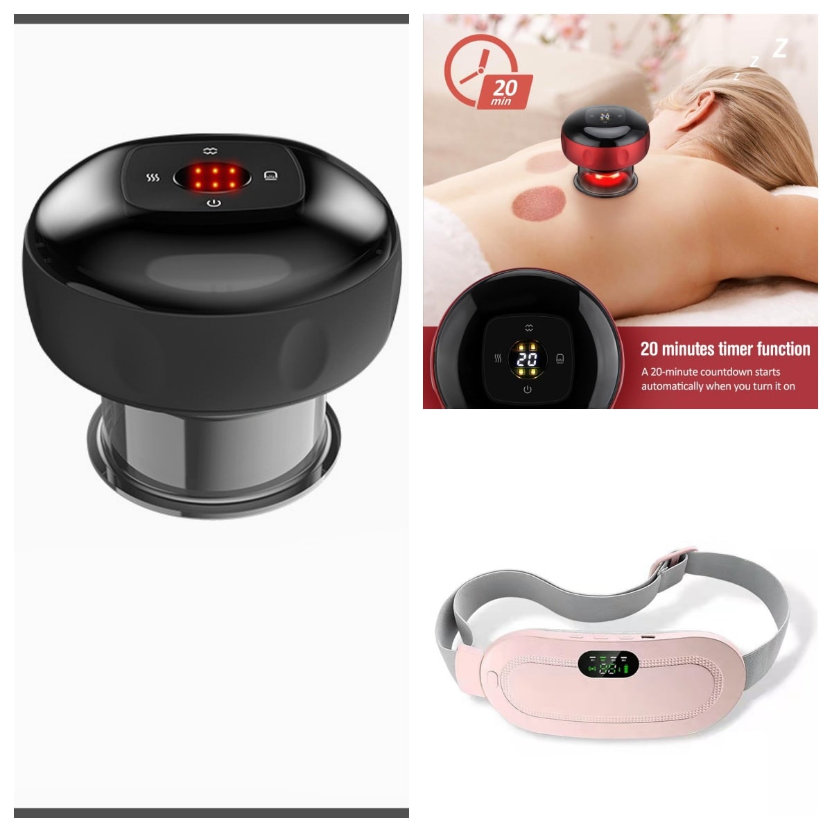 Menstrual Heating Pad for Cramps Vibrating Massage Electric Waist Belt and Digital Display