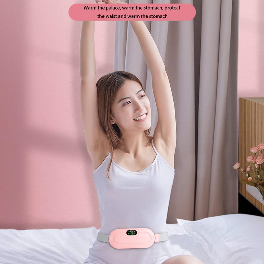 Menstrual Heating Pad for Cramps Vibrating Massage Electric Waist Belt and Digital Display