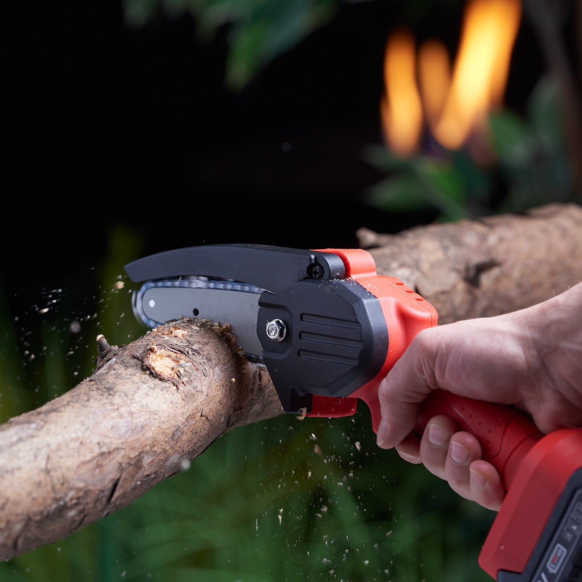Mini Cordless Chainsaw with 24v Rechargeable Battery and Safety Guard Compact