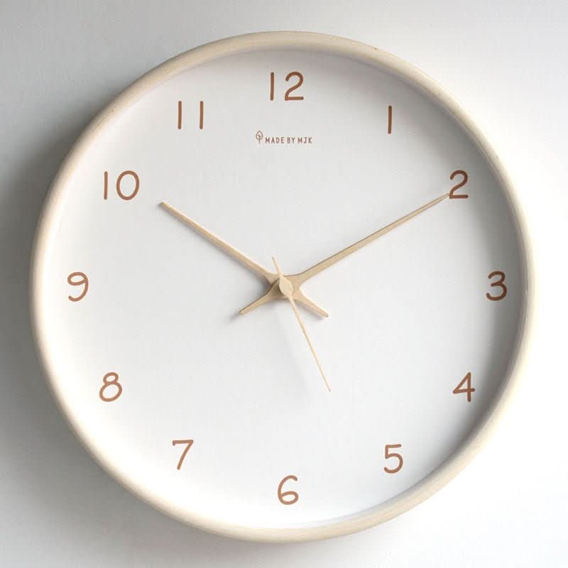 Minimalist Analog Wooden Wall Clock Silent Round 10 Inch Quiet