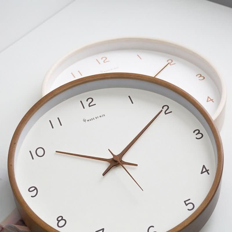 Minimalist Analog Wooden Wall Clock Silent Round 10 Inch Quiet