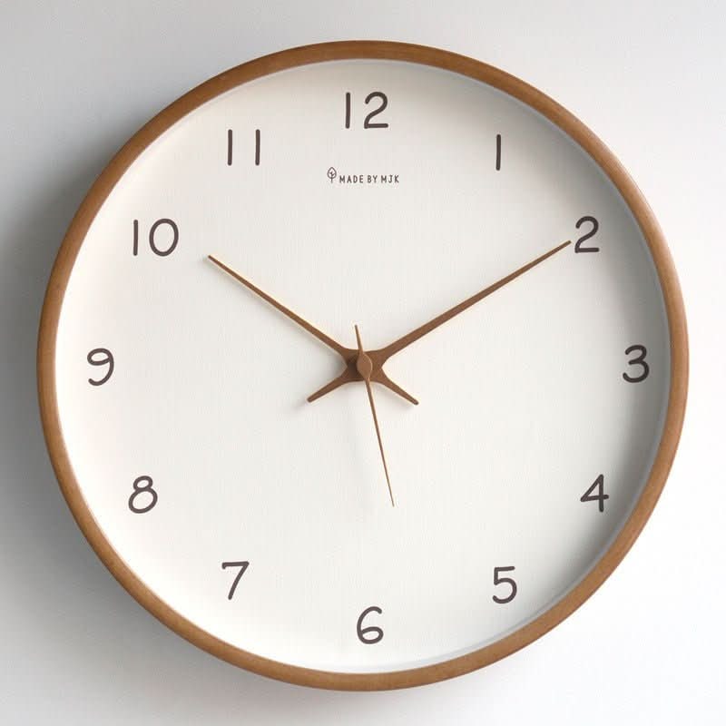 Minimalist Analog Wooden Wall Clock Silent Round 10 Inch Quiet