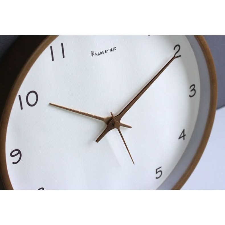 Minimalist Analog Wooden Wall Clock Silent Round 10 Inch Quiet