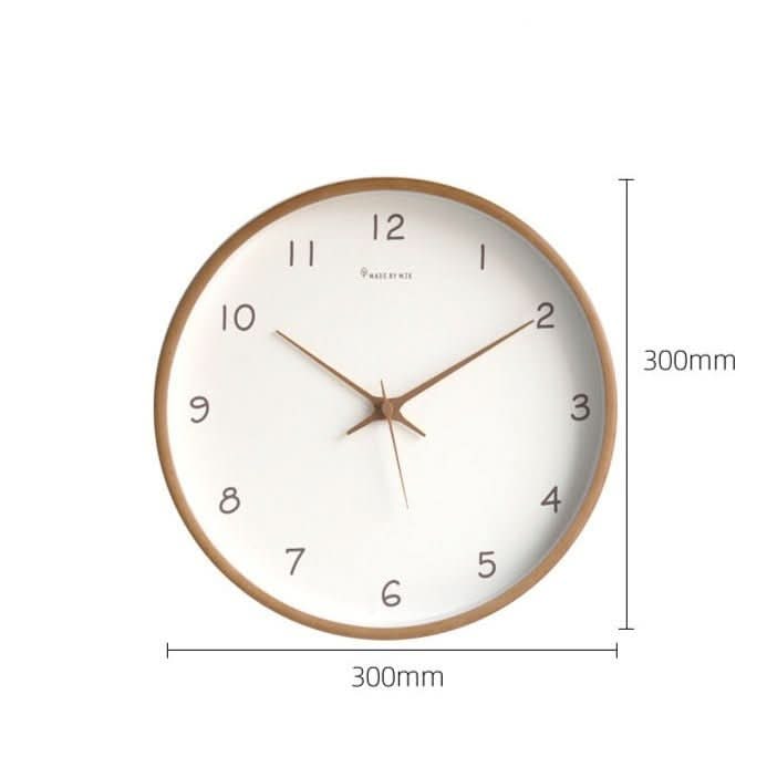 Minimalist Analog Wooden Wall Clock Silent Round 10 Inch Quiet