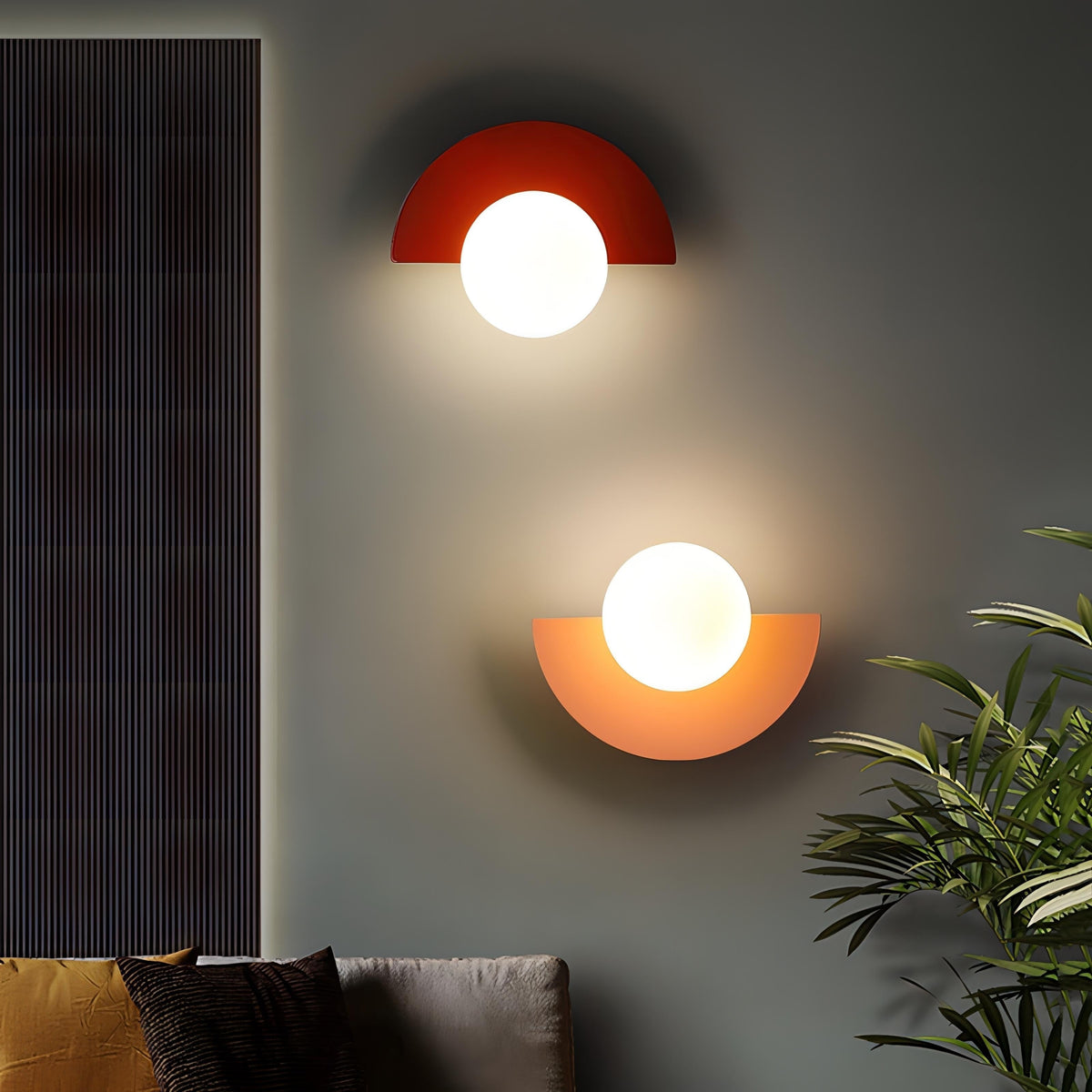 Modern Wall Sconce with Frosted Globe and Semi-Circle Backplate Hardwired Light