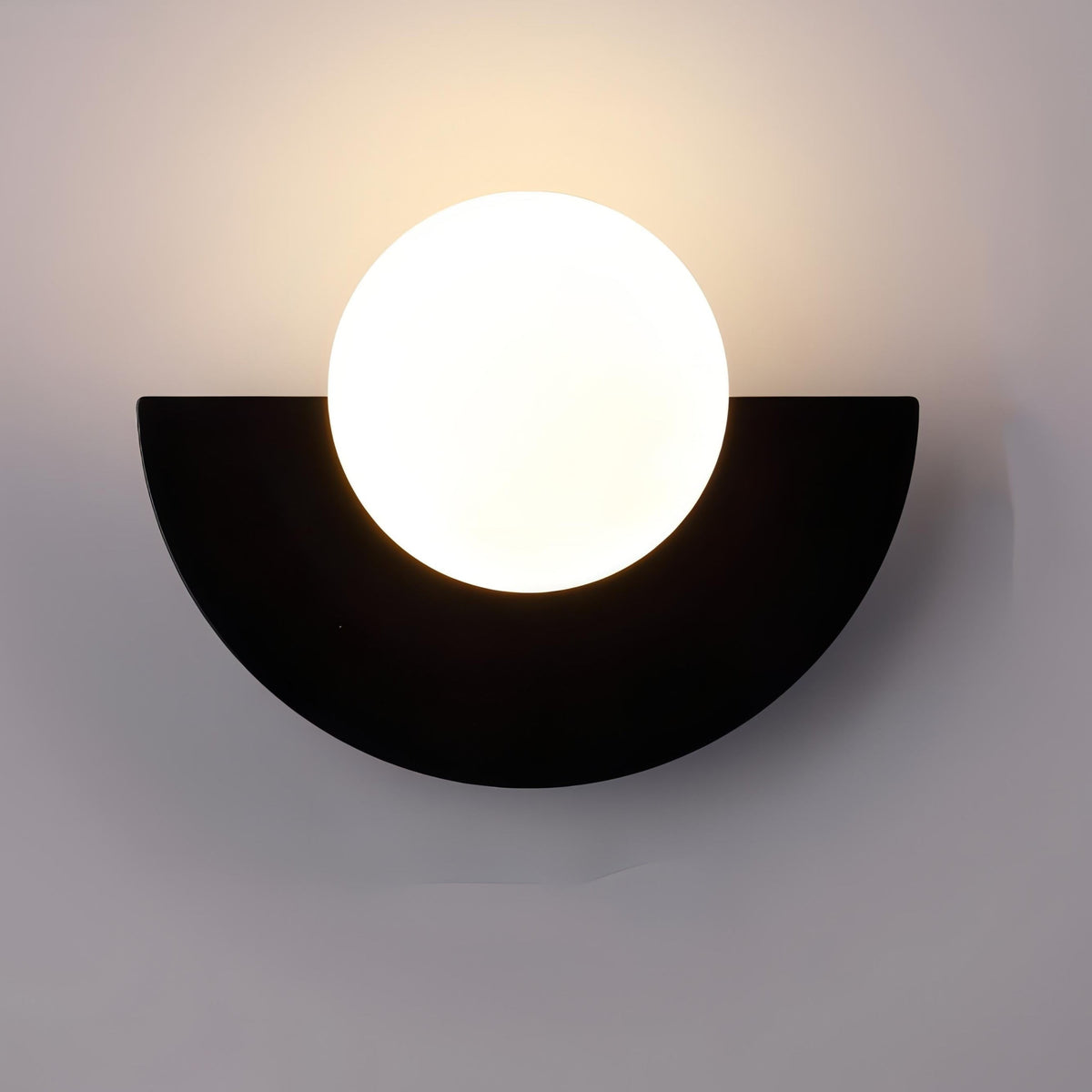 Modern Wall Sconce with Frosted Globe and Semi-Circle Backplate Hardwired Light