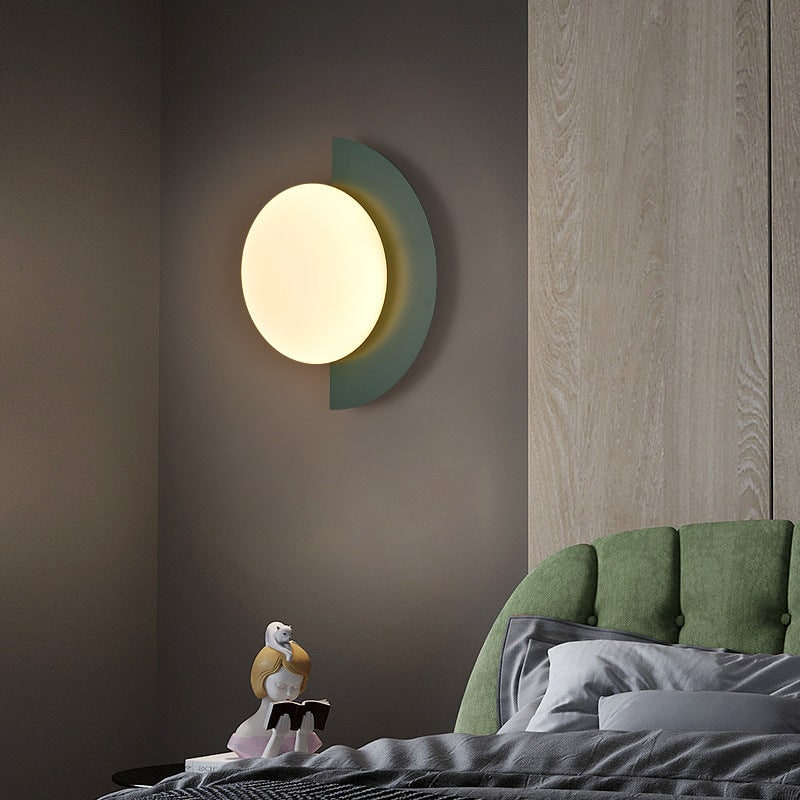 Modern Wall Sconce with Frosted Globe and Semi-Circle Backplate Hardwired Light