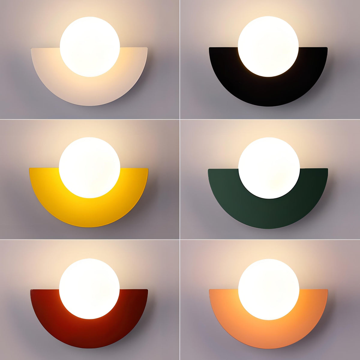 Modern Wall Sconce with Frosted Globe and Semi-Circle Backplate Hardwired Light