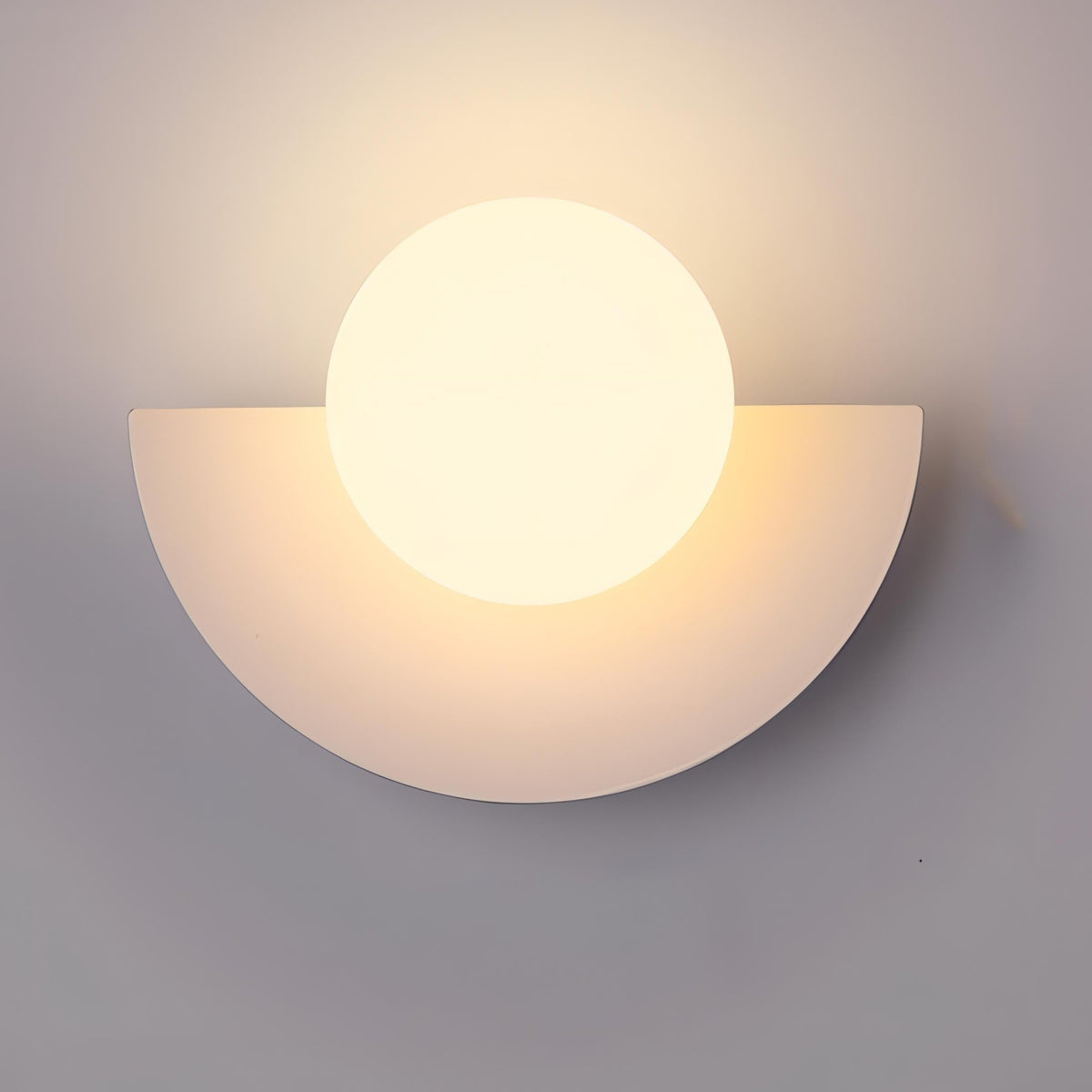 Modern Wall Sconce with Frosted Globe and Semi-Circle Backplate Hardwired Light