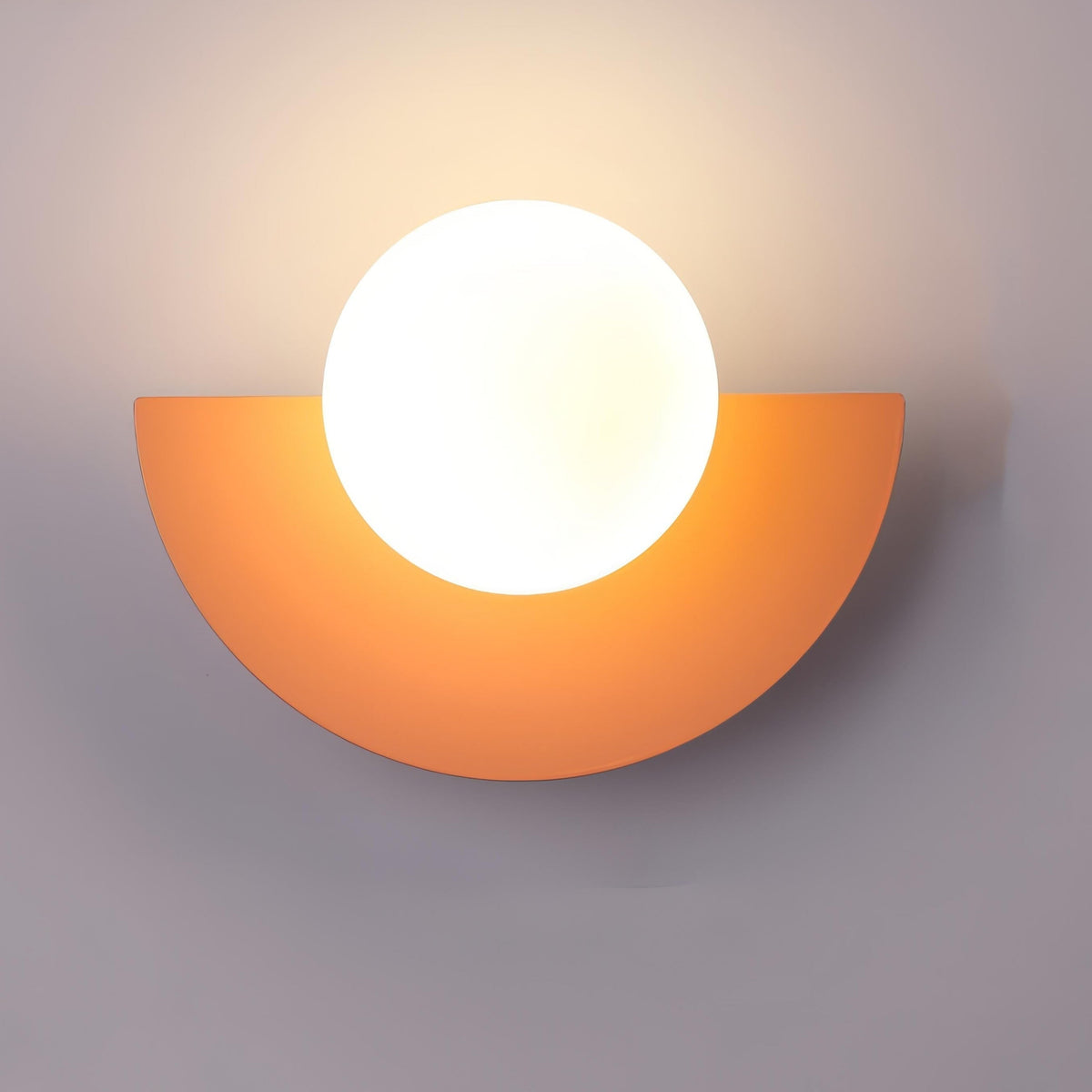 Modern Wall Sconce with Frosted Globe and Semi-Circle Backplate Hardwired Light