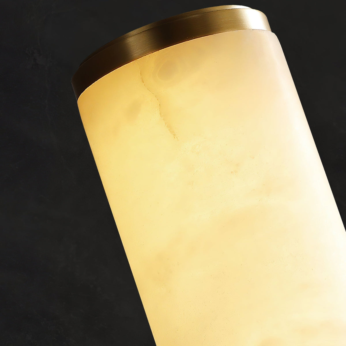 Modern Wall Sconce with Marble Cylinder Shade and Flush Mount Brass Finish Minimalist