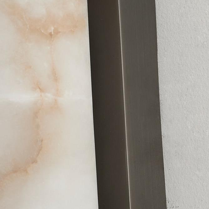 Modern Wall Sconce with Marble Cylinder Shade and Flush Mount Brass Finish Minimalist