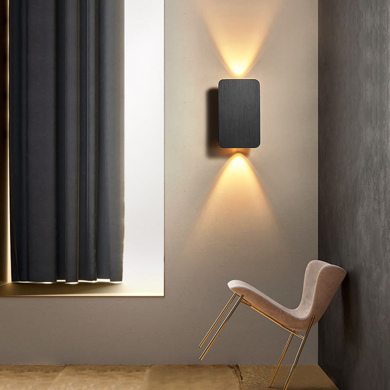 Modern Contemporary Wall Sconce LED Rectangular Flush Mount Metal Light Fixture Indoor