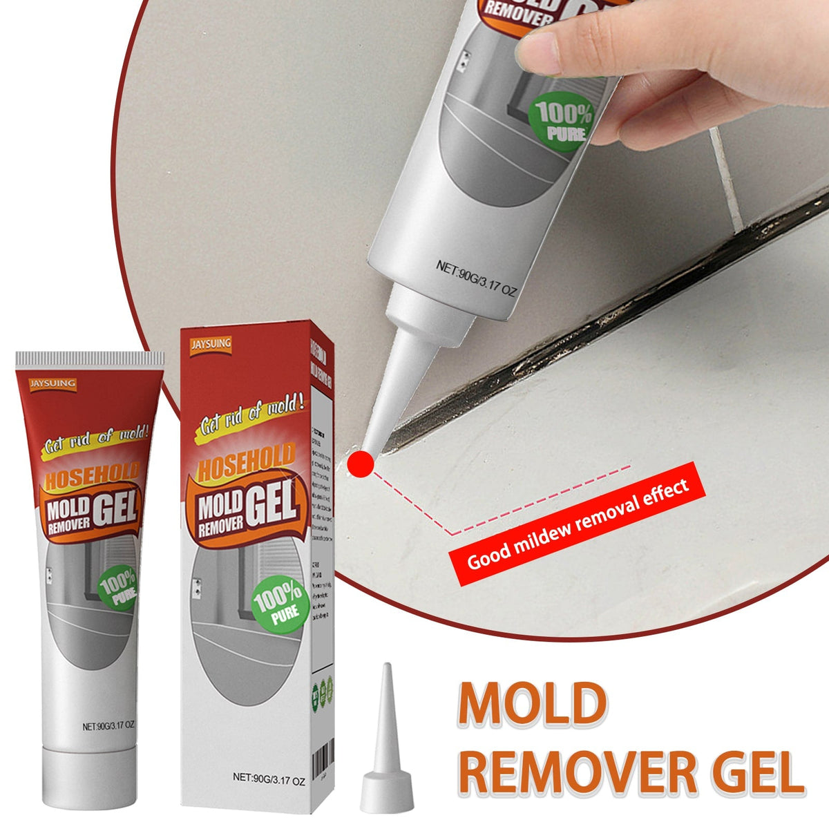 Mold and Mildew Remover Gel with Applicator Nozzle for Bathroom Tile Grout