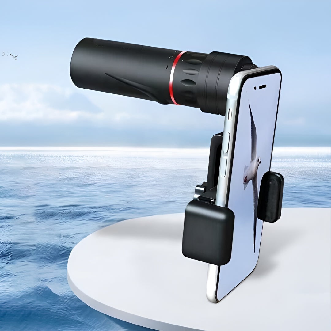Monocular Telescope Pocket Portable with Smartphone Adapter and Matte Black Finish Compact