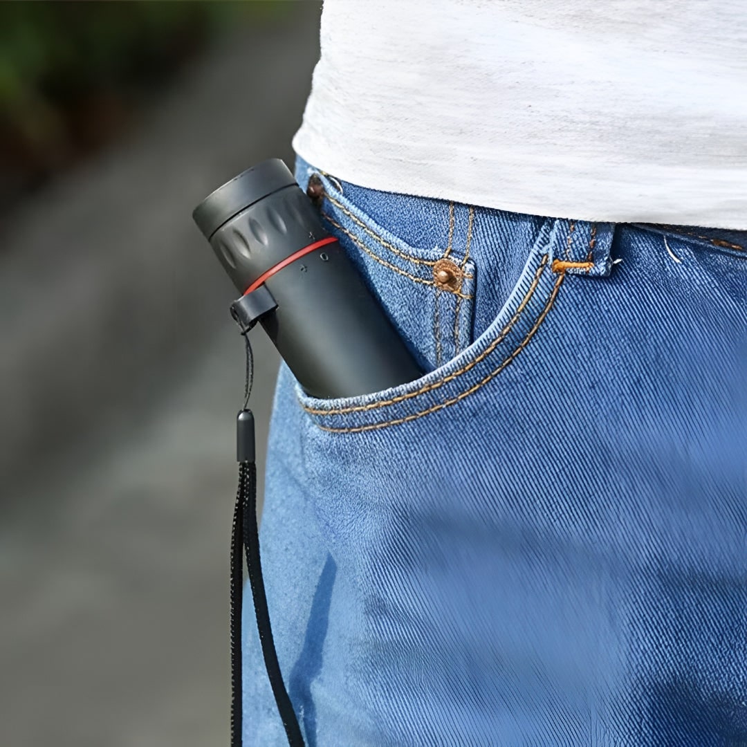 Monocular Telescope Pocket Portable with Smartphone Adapter and Matte Black Finish Compact