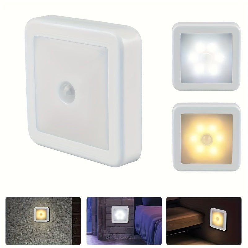 Motion Sensor Night Light with 6 LED Bulbs Battery Operated Stick on Wall Mount