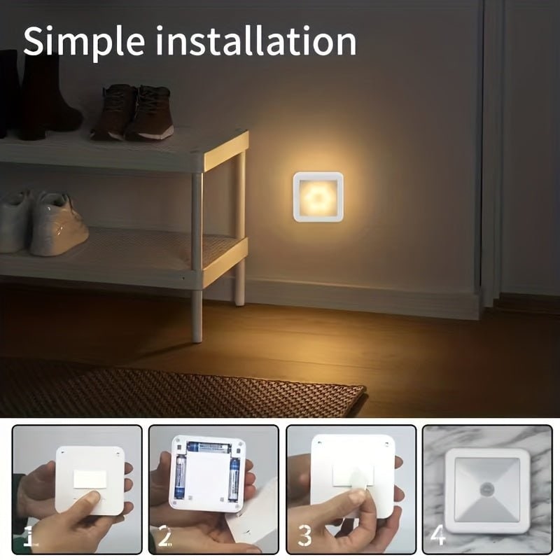 Motion Sensor Night Light with 6 LED Bulbs Battery Operated Stick on Wall Mount